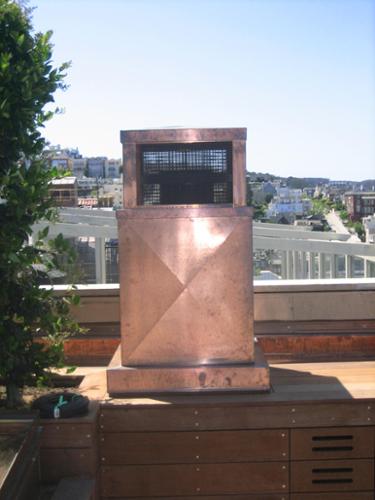 Custom Copper chimney vent per Architect's plans